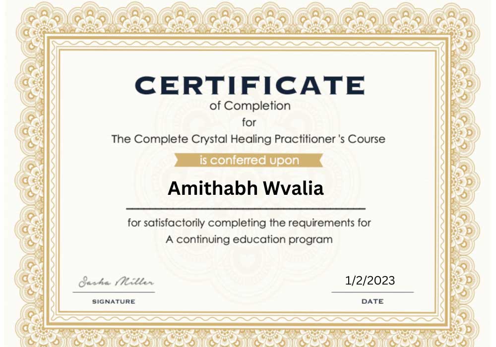 Certified Crystal healing Practitioner